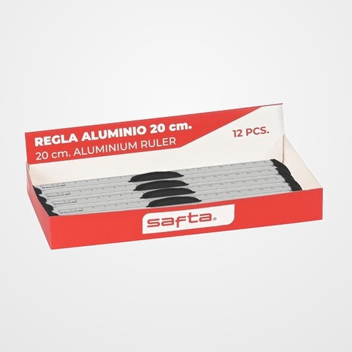 REGLA de ALUMINIO SAFTA 20 cm EXPOSITOR de 12