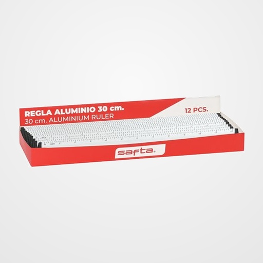 REGLA de ALUMINIO SAFTA 30 cm EXPOSITOR de 12