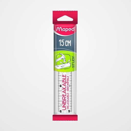 REGLA MAPED STUDY 15 CM IRROMPIBLE TRANSPARENTE