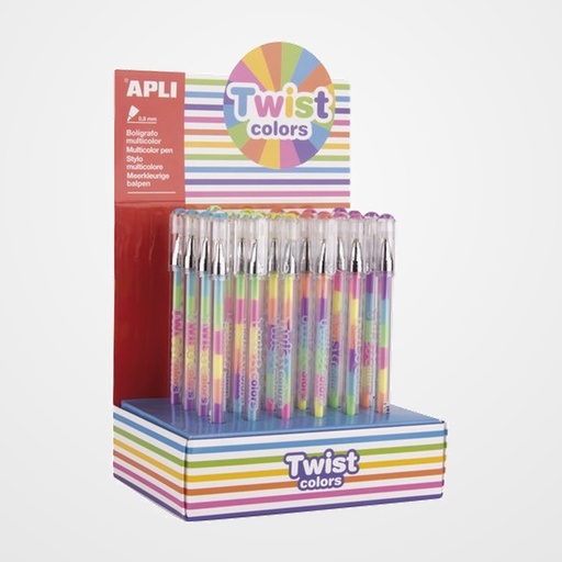 ROLLER GEL APLI TWIST COLORS MULTICOLOR SURTIDO EXPOSITOR DE 24