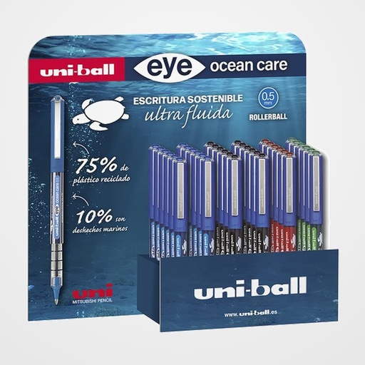 ROLLER T.LIQ. UNI-BALL EYE OCEAN CARE 0,5 (UB-150ROP) EXPOSITOR de 36 12x 274373000 OCEAN CARE NEGRO 12x 274381000 OCEAN CARE AZUL  6x 299271000 OCEAN CARE ROJO  6x 299289000 OCEAN CARE VERDE