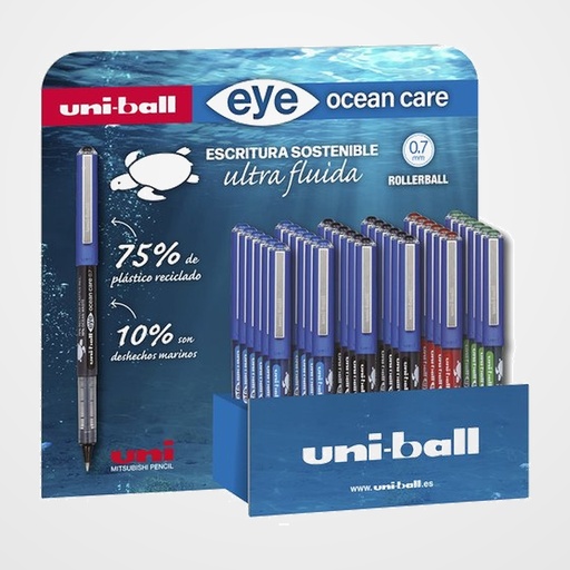 ROLLER T.LIQ. UNI-BALL EYE OCEAN CARE 0,7 (UB-157ROP) EXPOSITOR de 36 12x 274407000 OCEAN CARE AZUL 12x 274399000 OCEAN CARE NEGRO  6x 299297000 OCEAN CARE ROJO  6x 299305000 OCEAN CARE VERDE