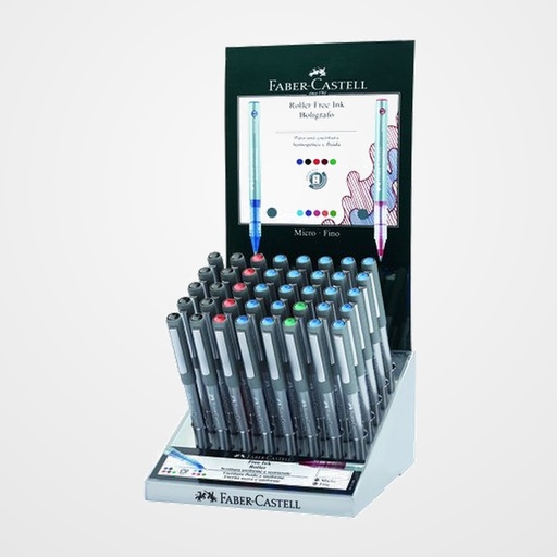 ROLLER T.LIQUID FABER-CASTELL FREE INK 0,7 EXPOSITOR DE 40 (36+4 S/C) (23x azul, 10x negro, 5x rojo, 2x verde)