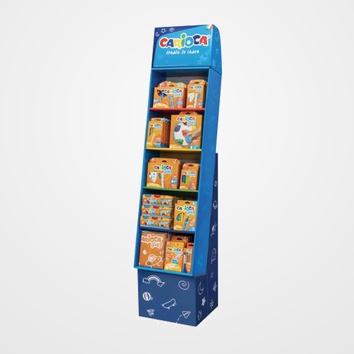 ROTULADOR CARIOCA FLOOR 1/6 PALLET BABY EXPOSITOR SURTIDO DE 89 pcs 5x 42815  CARIOCA Baby Teddy Marker 1+ 6pcs 9x 42813 CARIOCA BABY Marker 2+ 6 pcs 7x 42817  CARIOCA BABY 3in1 crayon 1+ 6 pcs 9x 42956 CARIOCA Baby Teddy Crayons 1+ 6pcs 9x 42814  CARIOCA Baby Marker 2+ 12pcs 14x 42819 CARIOCA Baby Pencil 2+ 10pcs 9x 43179 CARIOCA BABY Dough 3x75gr pot 8x 42892 CARIOCA Baby Wild Crayons 2+ 8pcs 11x 33100 CARIOCA Apron Baby 2-4 years 3x 43174 CARIOCA Baby Finger Paints 8x50ml 5x 43172 CARIOCA Baby Brush PaperBox 1pc