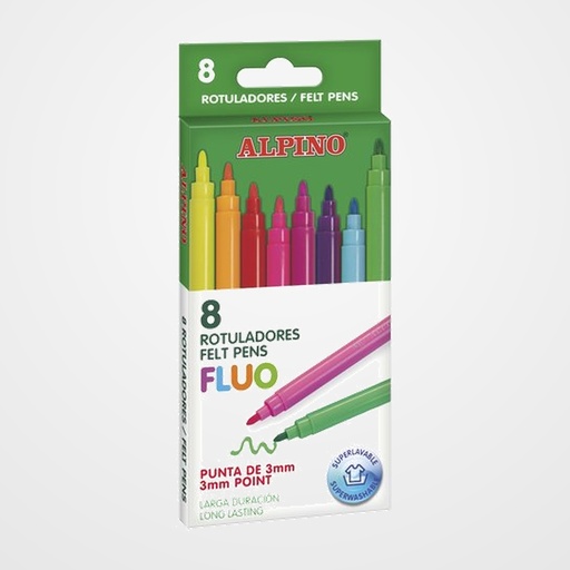 ROTULADOR FIBRA ALPINO STANDARD FLUO ESTUCHE de 8