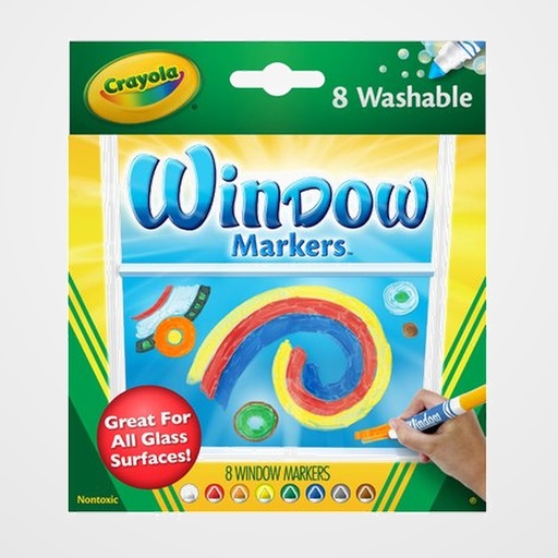ROTULADOR FIBRA CRAYOLA LAVABLE PARA VENTANA CAJA de 8