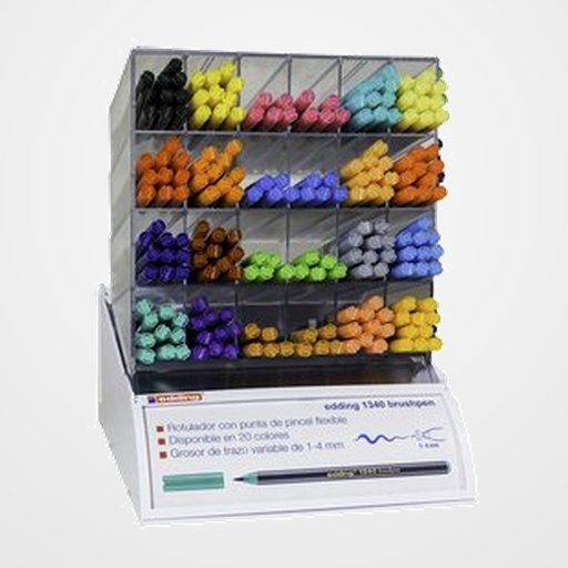 ROTULADOR FIBRA EDDING 1340 BRUSHPEN EXPOSITOR DE 200