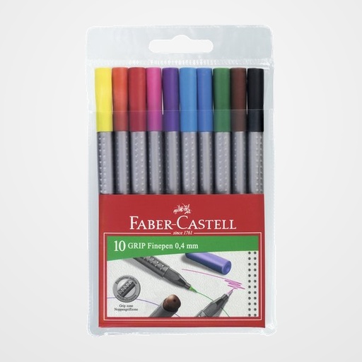 ROTULADOR FIBRA FABER-CASTELL GRIP FINEPEN 1516 ESTUCHE de 10 COLORES