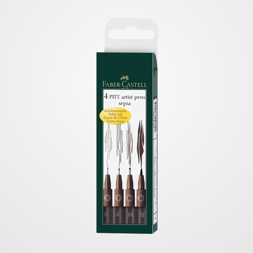 ROTULADOR FIBRA FABER-CASTELL PITT ARTIST PENS SEPIA ESTUCHE DE 4 (S, F, M, B)