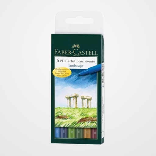 ROTULADOR FIBRA FABER-CASTELL PITT PINCEL BOLSA de 6 (COLORES PAISAJES)
