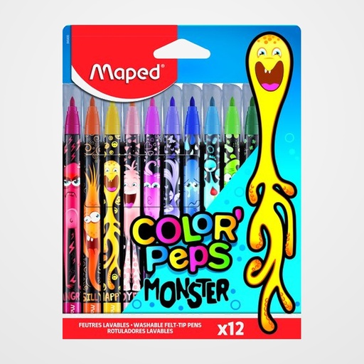 ROTULADOR FIBRA MAPED COLOR´PEPS MONSTER ESTUCHE de 12