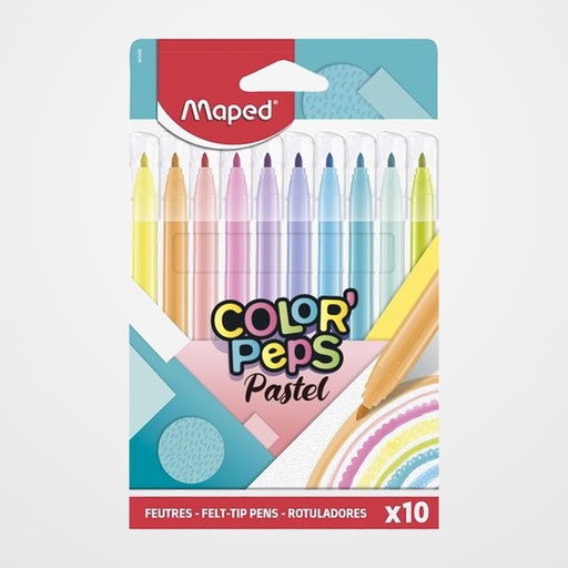 ROTULADOR FIBRA MAPED COLOR´PEPS PASTEL ESTUCHE de 10