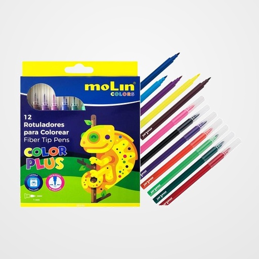 ROTULADOR FIBRA MOLIN COLOR PLUS ESTUCHE de 12