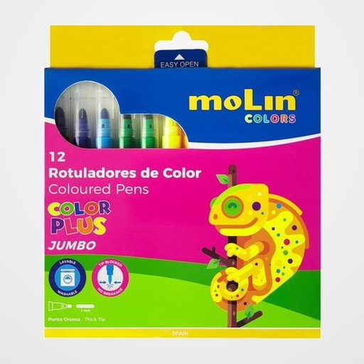 ROTULADOR FIBRA MOLIN COLOR PLUS JUMBO ESTUCHE de 12