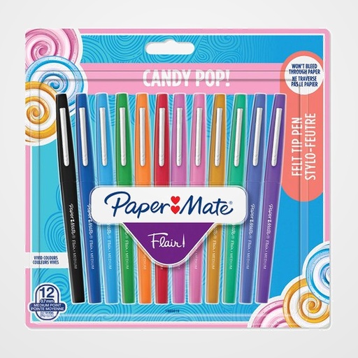 ROTULADOR FIBRA PAPER MATE CANDY POP SURTIDO BLISTER de 12