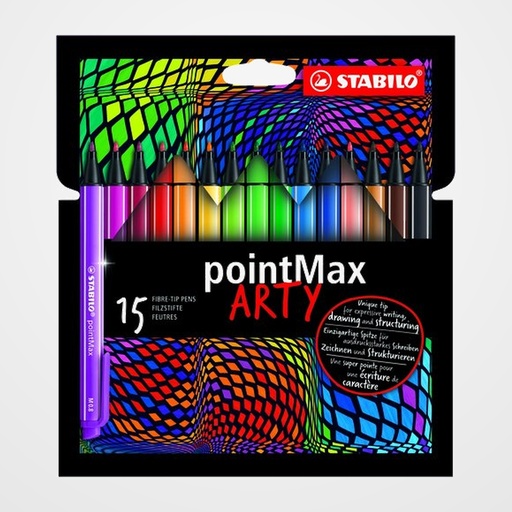 ROTULADOR FIBRA STABILO POINTMAX ARTY LINE ESTUCHE CARTON de 15