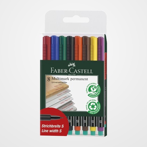 ROTULADOR PERMANENTE FABER-CASTELL MULTIMARK S BOLSA de 8