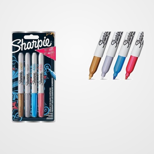 ROTULADOR PERMANENTE SHARPIE METALLIC F BLISTER DE 4 (Rojo, Azul, Oro y Plata)