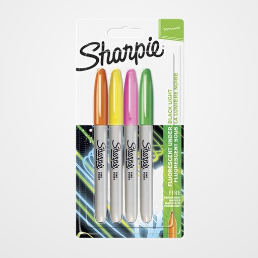 ROTULADOR PERMANENTE SHARPIE NEON F BLISTER DE 4 (Amarillo, Rosa, Verde, Naranja)