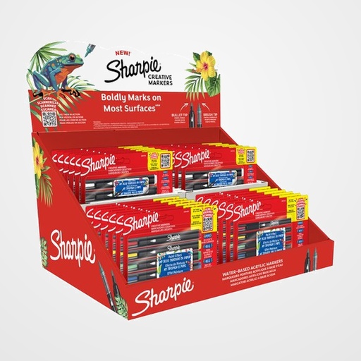 ROTULADOR SHARPIE CREATIVE ACRYLIC SURTIDO EXPOSITOR DE 24 6x   2201069 BLISTER DE 5 12x 2201181 BLISTER DE 2 6x   2201182 PUNTA PINCEL BLISTER DE 5