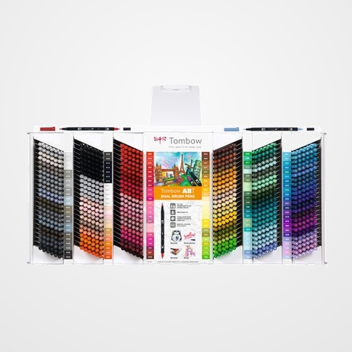 ROTULADOR TOMBOW DOBLE PUNTA PINCEL EXPOSITOR de 864  (107 colores + mezclador)