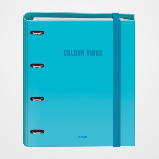 CARPEBLOC DOHE COLOUR VIBES A4 4 ANILLAS MIXTAS 35 mm con RECAMBIO 100hj. 90gr. CUADRIC.5x5 CYAN