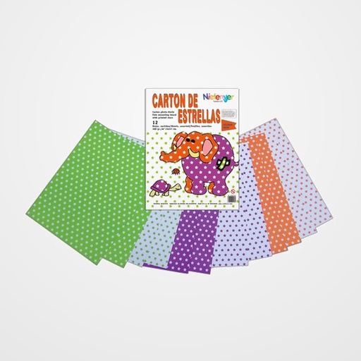 SCRAPBOOKING CARTULINA NIEFENVER IMPRESA 24x32cm. 300gr. ESTRELLA NEON  PACK de 12