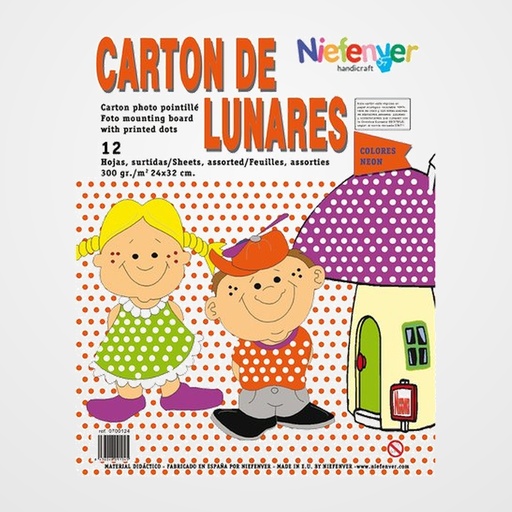 SCRAPBOOKING CARTULINA NIEFENVER IMPRESA 24x32cm. 300gr. LUNAR NEON PACK de 12