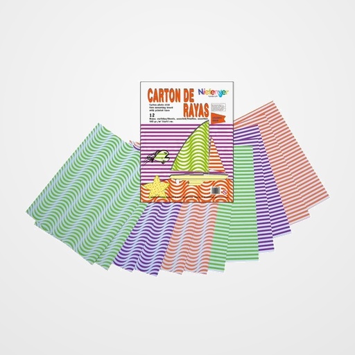 SCRAPBOOKING CARTULINA NIEFENVER IMPRESA 24x32cm. 300gr. RAYAS NEON PACK de 12