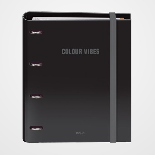 CARPEBLOC DOHE COLOUR VIBES A4 4 ANILLAS MIXTAS 35 mm con RECAMBIO 100hj. 90gr. CUADRIC.5x5 NEGRO