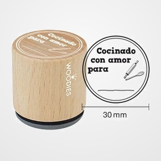 SELLO COLOP WOODIES Ø30mm CAUCHO GRIS  COCINANDO CON AMOR PARA  3