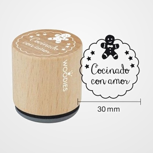 SELLO COLOP WOODIES Ø30mm CAUCHO GRIS  COCINANDO CON AMOR  2
