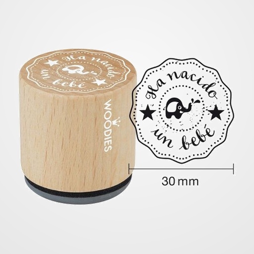 SELLO COLOP WOODIES Ø30mm CAUCHO GRIS  HA NACIDO UN BEBE