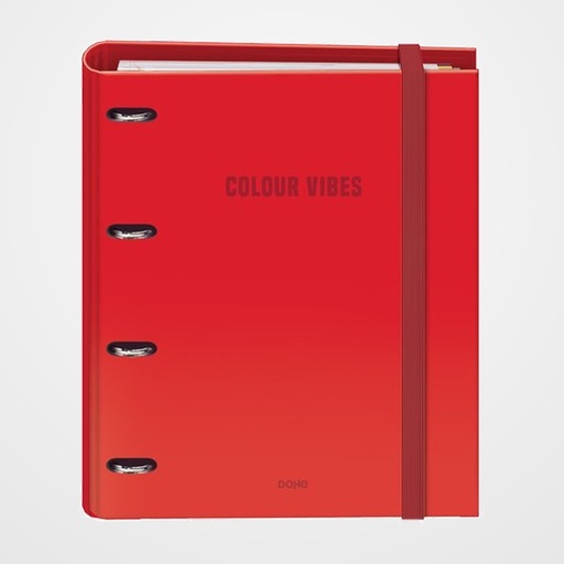 CARPEBLOC DOHE COLOUR VIBES A4 4 ANILLAS MIXTAS 35 mm con RECAMBIO 100hj. 90gr. CUADRIC.5x5 ROJO