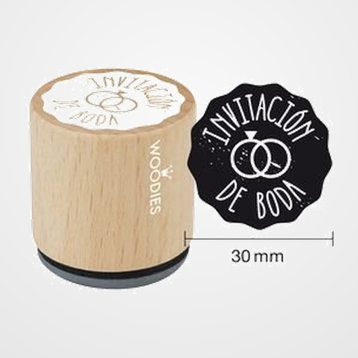 SELLO COLOP WOODIES Ø30mm CAUCHO GRIS  INVITACION BODA  2