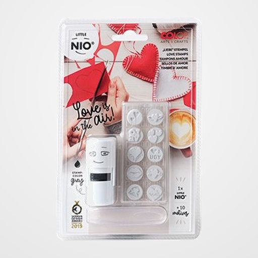 SELLO ent.AUT. COLOP PRINTER LITTLE NIO Ø17mm CON 10 GOMAS INTERCAMBIABLES CON MOTIVOS PARA AMOR. GRIS (154843)