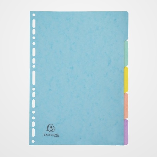 SEPARADORES EXACOMPTA AQUAREL CARTULINA LUSTRADA A4 400g  5 pestañas 17 taladros