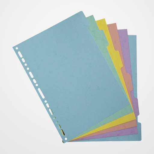 SEPARADORES EXACOMPTA AQUAREL CARTULINA LUSTRADA A4 400g  6 pestañas 17 taladros