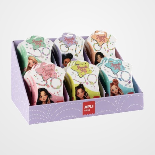 SET DE MANUALIDADES APLI KIDS DIY PULSERAS Y COLLARES EXPOSITOR de 18 (+6 años)