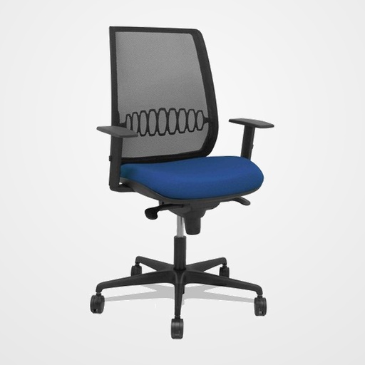 SILLA PIQUERAS Y CRESPO ALARES BRAZOS REGULABLES ERGONOMICA MECANISMO SINCRO RESPALDO MALLA NEGRA ASIENTO TAPIZADO BALI AZUL MARINO