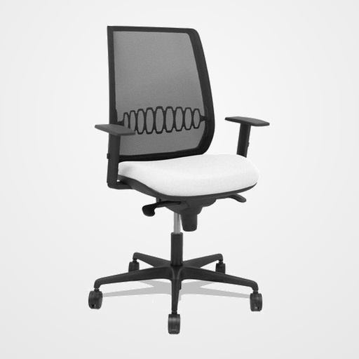 SILLA PIQUERAS Y CRESPO ALARES BRAZOS REGULABLES ERGONOMICA MECANISMO SINCRO RESPALDO MALLA NEGRA ASIENTO TAPIZADO BALI BLANCO