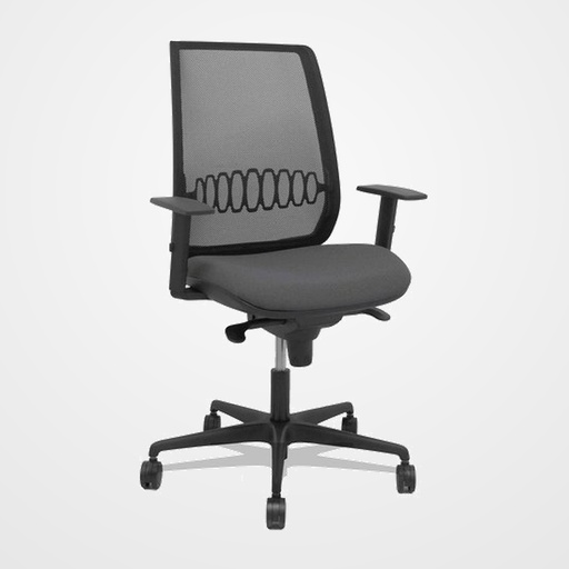 SILLA PIQUERAS Y CRESPO ALARES BRAZOS REGULABLES ERGONOMICA MECANISMO SINCRO RESPALDO MALLA NEGRA ASIENTO TAPIZADO BALI GRIS OSCURO