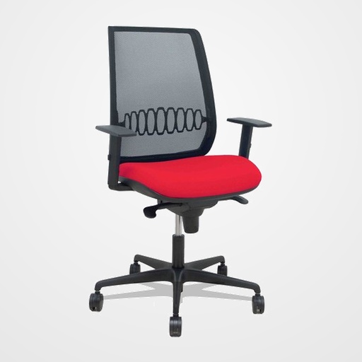 SILLA PIQUERAS Y CRESPO ALARES BRAZOS REGULABLES ERGONOMICA MECANISMO SINCRO RESPALDO MALLA NEGRA ASIENTO TAPIZADO BALI ROJO