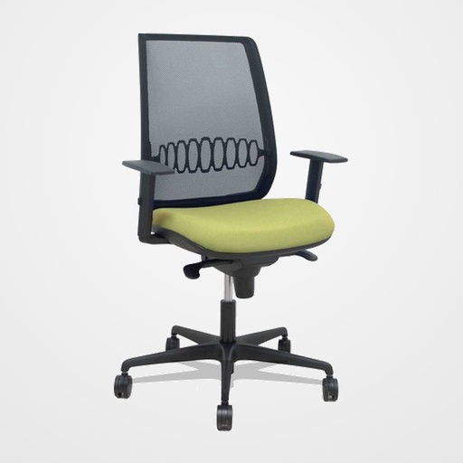 SILLA PIQUERAS Y CRESPO ALARES BRAZOS REGULABLES ERGONOMICA MECANISMO SINCRO RESPALDO MALLA NEGRA ASIENTO TAPIZADO BALI VERDE OLIVA