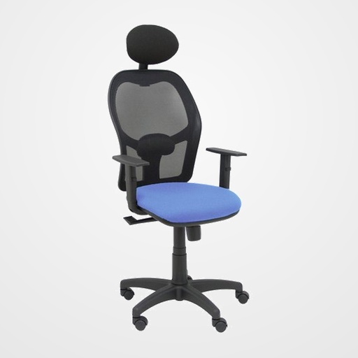 SILLA PIQUERAS Y CRESPO ALOCEN BRAZOS REGULABLES CABECERO FIJO MALLA NEGRO Y ASIENTO BALI AZUL CLARO