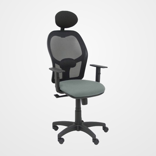 SILLA PIQUERAS Y CRESPO ALOCEN BRAZOS REGULABLES CABECERO FIJO MALLA NEGRO Y ASIENTO BALI GRIS