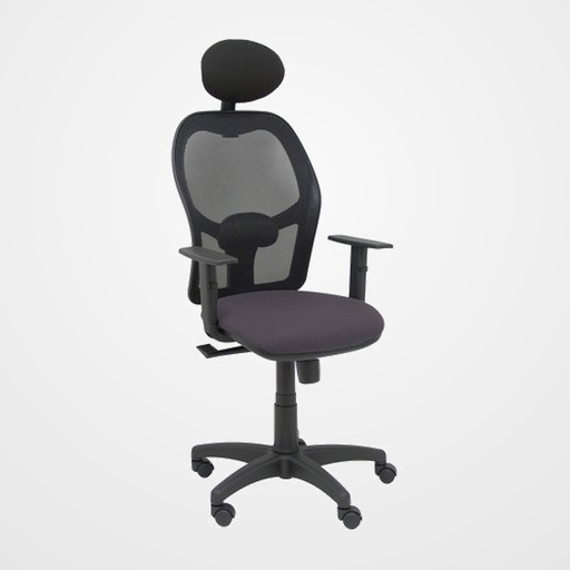 SILLA PIQUERAS Y CRESPO ALOCEN BRAZOS REGULABLES CABECERO FIJO MALLA NEGRO Y ASIENTO BALI GRIS OSCURO