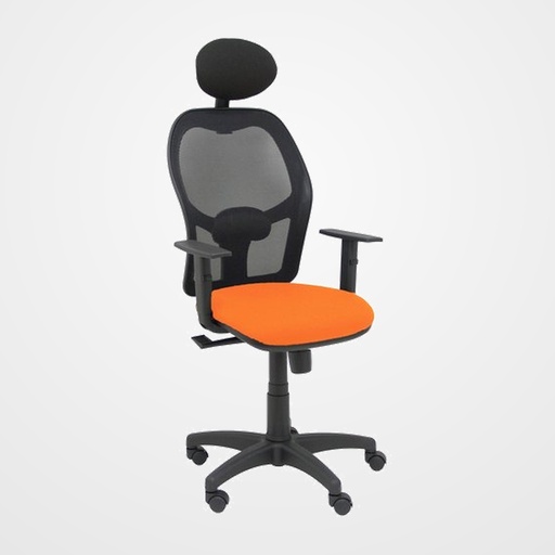 SILLA PIQUERAS Y CRESPO ALOCEN BRAZOS REGULABLES CABECERO FIJO MALLA NEGRO Y ASIENTO BALI NARANJA