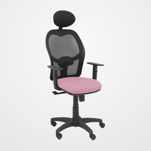 SILLA PIQUERAS Y CRESPO ALOCEN BRAZOS REGULABLES CABECERO FIJO MALLA NEGRO Y ASIENTO BALI ROSA