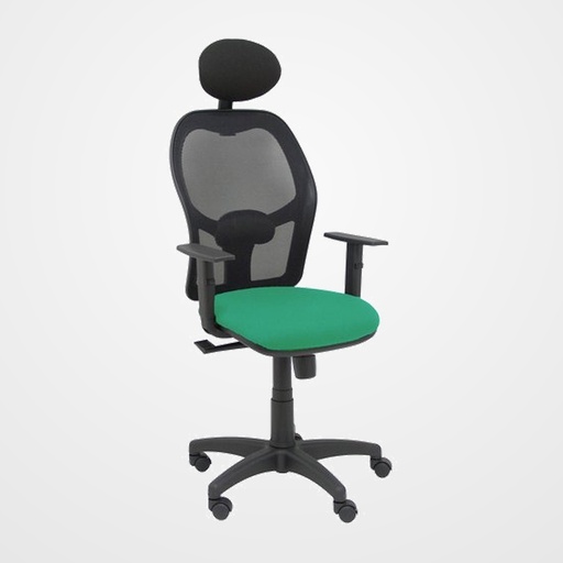 SILLA PIQUERAS Y CRESPO ALOCEN BRAZOS REGULABLES CABECERO FIJO MALLA NEGRO Y ASIENTO BALI VERDE ESMERALDA